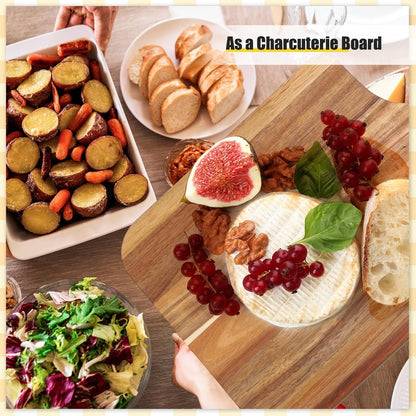 6 Pcs Cutting Board Bulk Kitchen Thicken Chopping Platter with Handles Wooden Charcuterie Serving Trays Blank Wood Boards for Engraving Wedding Housewarming(Acacia Wood,11 x 5 Inch)
