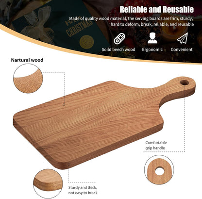 6 Pcs Cutting Board Bulk Kitchen Thicken Chopping Platter with Handles Wooden Charcuterie Serving Trays Blank Wood Boards for Engraving Wedding Housewarming(Acacia Wood,11 x 5 Inch)