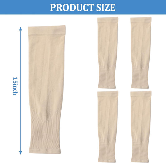 2 Pairs UV Sun Protection Arm Sleeves for Men & Women, Cooling Compression Tattoo Cover Up Sleeves for Sports & Daily Wear (Nude)