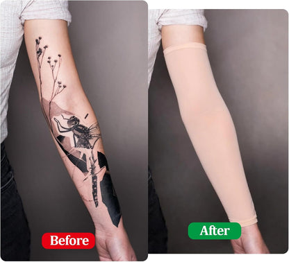 2 Pairs UV Sun Protection Arm Sleeves for Men & Women, Cooling Compression Tattoo Cover Up Sleeves for Sports & Daily Wear (Nude)