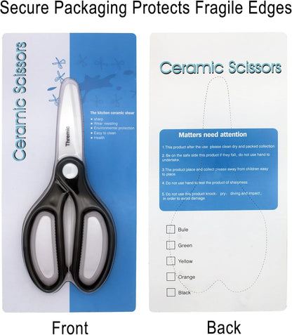1-Pack 8.27-Inch Large Ceramic Kitchen Scissors, Insulated Rustproof Non-Magnetic Shears for Lab, Industrial, Electrical Work, Cutting Battery Tabs, Separators, Crafting, Packaging Bags, Vegetables