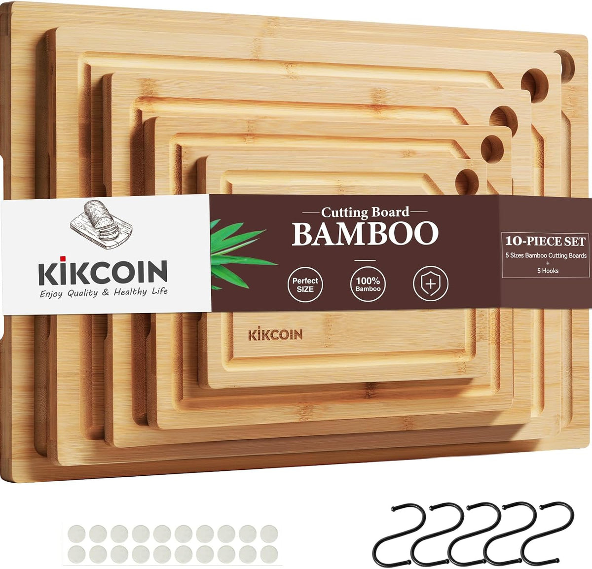 Bamboo cutting board set. A categorized cutting board set.