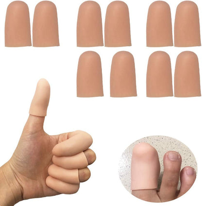 Gel Finger Protectors Finger Caps Silicone Fingertips Protection - Finger Cots Great for Trigger Finger, Finger Arthritis, Finger Cracking and Other Finger Pain Relief(Nude, Medium)