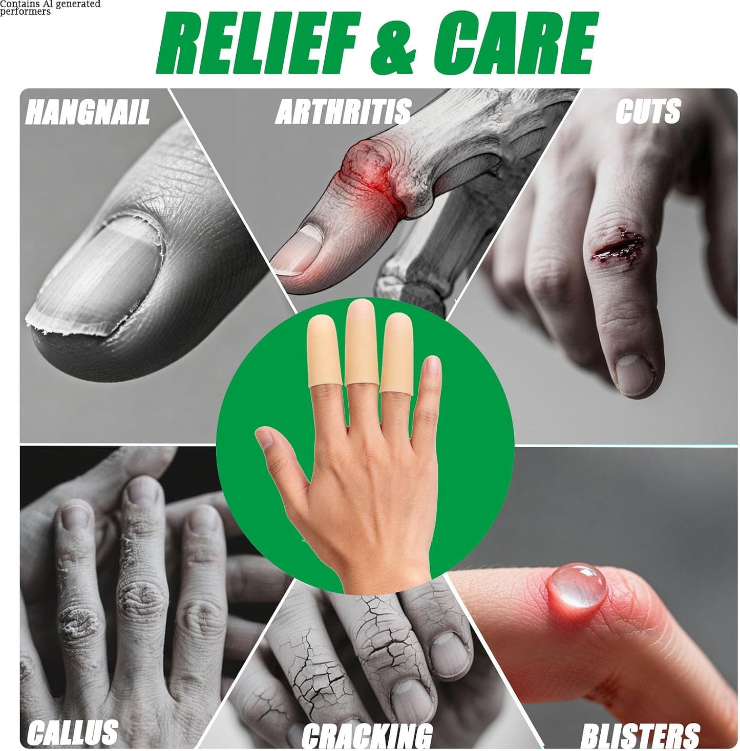 Gel Finger Protectors Finger Caps Silicone Fingertips Protection - Finger Cots Great for Trigger Finger, Finger Arthritis, Finger Cracking and Other Finger Pain Relief(Nude, Medium)