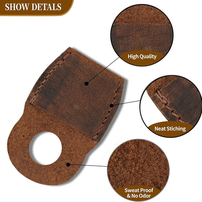 Handmade Leather Thumb Guard for Wood Carving – Full-Grain Leather Finger Protector, Carving & Whittling Safety Shield for Carpenters, Crafting, Woodworking Tools (Brown)