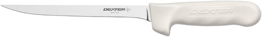 S133-7WS1-CP Sani-Safe 7" Narrow Fillet Knife with Sheath | Stainless high-carbon steel blade with textured slip-resistant grip and sheath. Ideal for filleting fish.