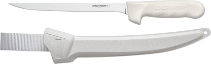 S133-7WS1-CP Sani-Safe 7" Narrow Fillet Knife with Sheath | Stainless high-carbon steel blade with textured slip-resistant grip and sheath. Ideal for filleting fish.