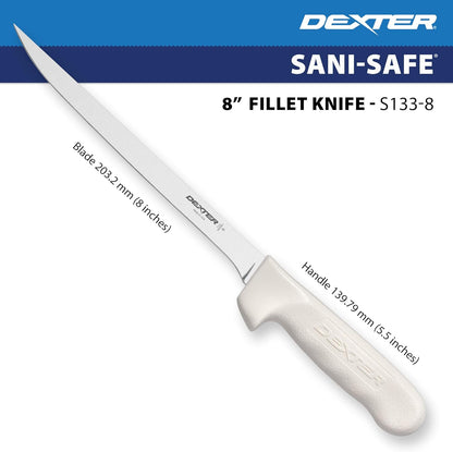 S133-7WS1-CP Sani-Safe 7" Narrow Fillet Knife with Sheath | Stainless high-carbon steel blade with textured slip-resistant grip and sheath. Ideal for filleting fish.