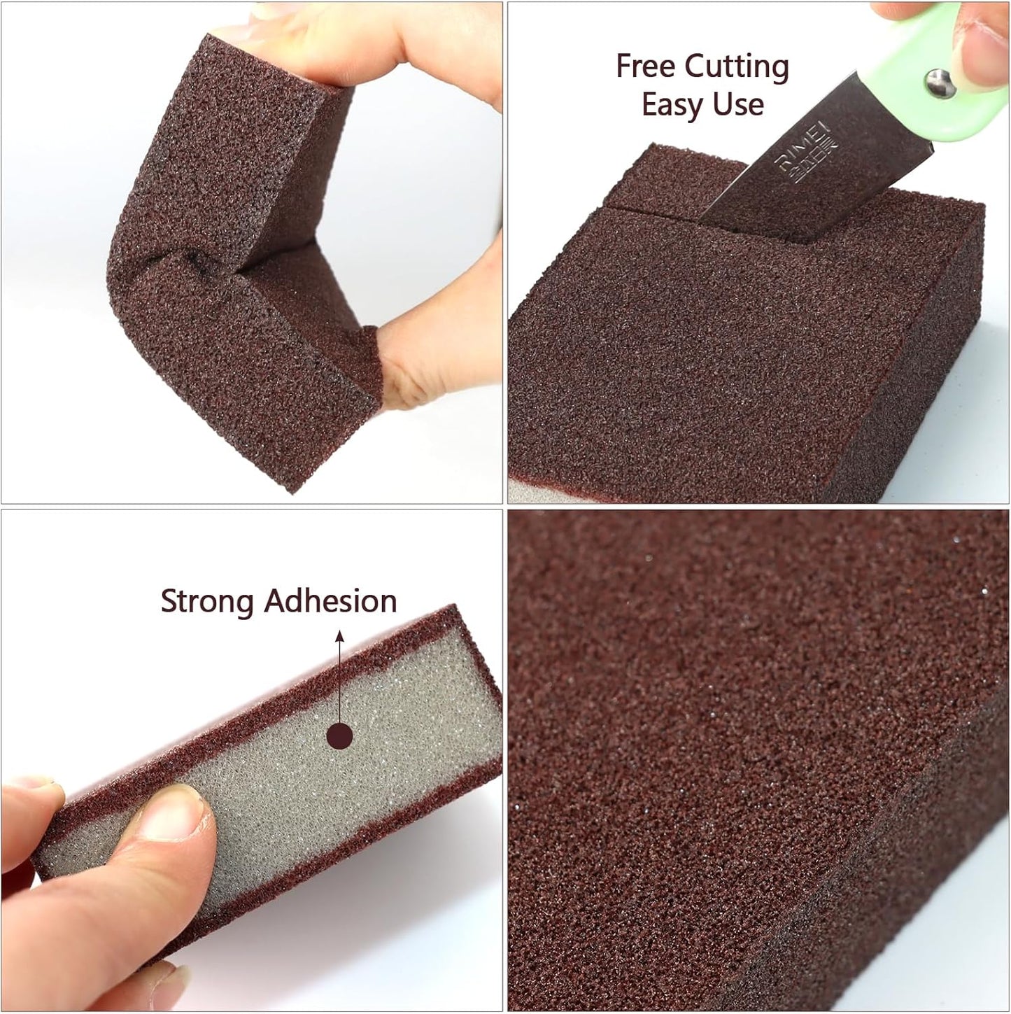 Magic Carborundum Sponge, 6pcs with 1 Handle Rust Foam Cleaning Eraser for Pots, Pans, Sink, Grill, Household Cleaning Emery Sponges for Kitchen, Bathroom