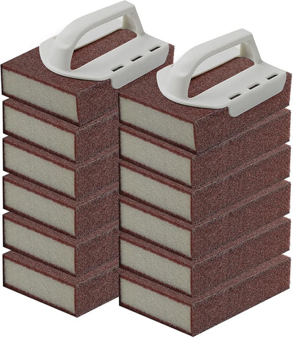 Magic Carborundum Sponge, 6pcs with 1 Handle Rust Foam Cleaning Eraser for Pots, Pans, Sink, Grill, Household Cleaning Emery Sponges for Kitchen, Bathroom