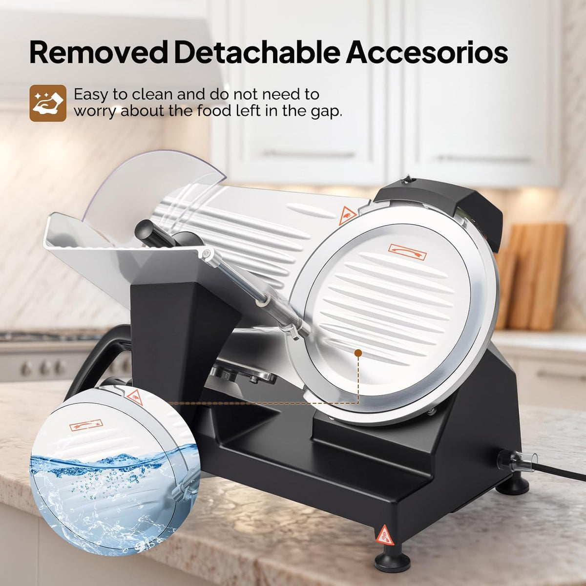 8.7inch Commercial Meat Slicer, 300W Electric Deli Food Slicer with Premium Chromium-plated Steel Blade, 0-12 mm Adjustable Thickness, ETL Certified for Frozen Meat Ham Baguett Steak, Black