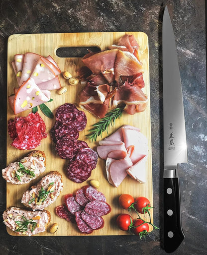 VG Sujihiki Slicing Knife 9.4" (240mm) Made in JAPAN, Professional Japanese Slicer Knife for Brisket, Meat, Sashimi, Super Sharp Japanese Stainless Steel Blade, Full Tang POM Handle, Black