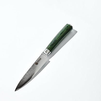 3.5 Inch Japanese Damascus Stainless Steel Pairing Knife, Full Tang Construction, Pakkawood Handle
