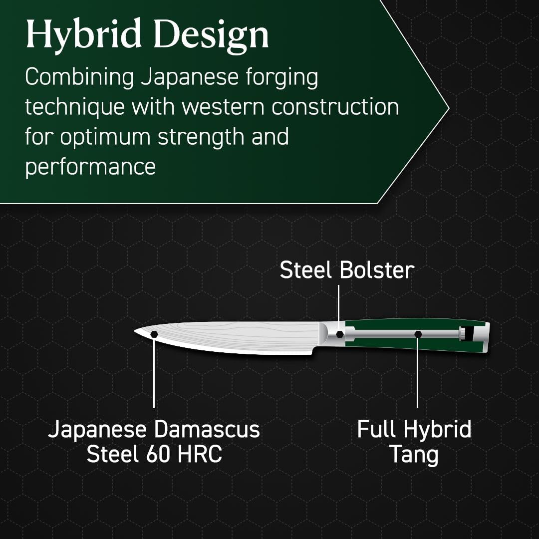 3.5 Inch Japanese Damascus Stainless Steel Pairing Knife, Full Tang Construction, Pakkawood Handle