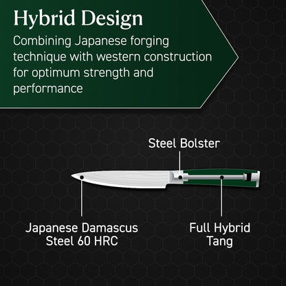 3.5 Inch Japanese Damascus Stainless Steel Pairing Knife, Full Tang Construction, Pakkawood Handle