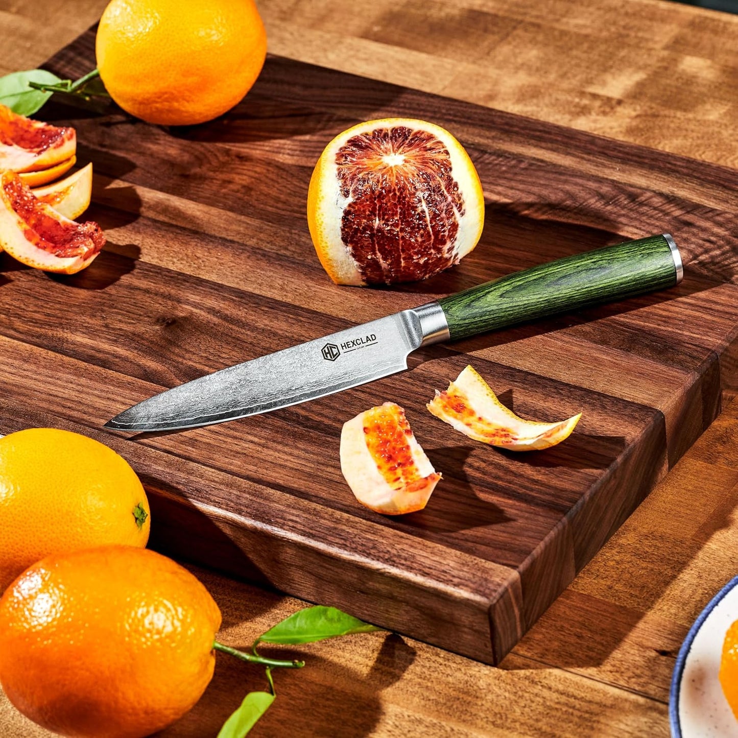 3.5 Inch Japanese Damascus Stainless Steel Pairing Knife, Full Tang Construction, Pakkawood Handle