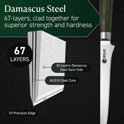 3.5 Inch Japanese Damascus Stainless Steel Pairing Knife, Full Tang Construction, Pakkawood Handle