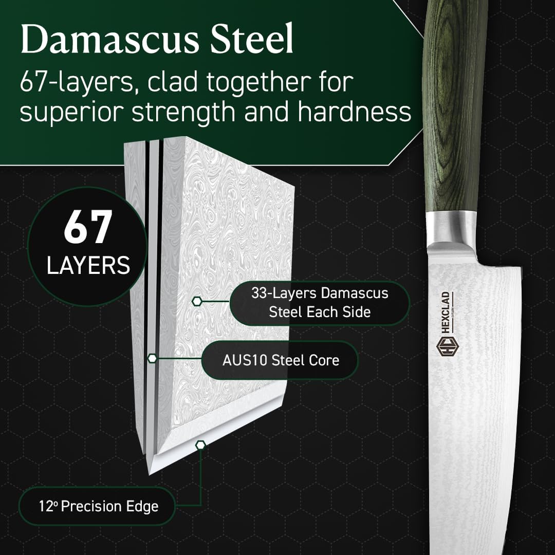 3.5 Inch Japanese Damascus Stainless Steel Pairing Knife, Full Tang Construction, Pakkawood Handle
