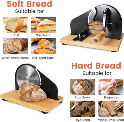 Bread Slicer for Homemade Sourdough Bread,Manual Slicer Making Tools,Adjustable Thickness Knive Cutter with Hand Crank for Sandwich with Scale Line Suction Base,Sharp Stainless Steel Blade (Black)