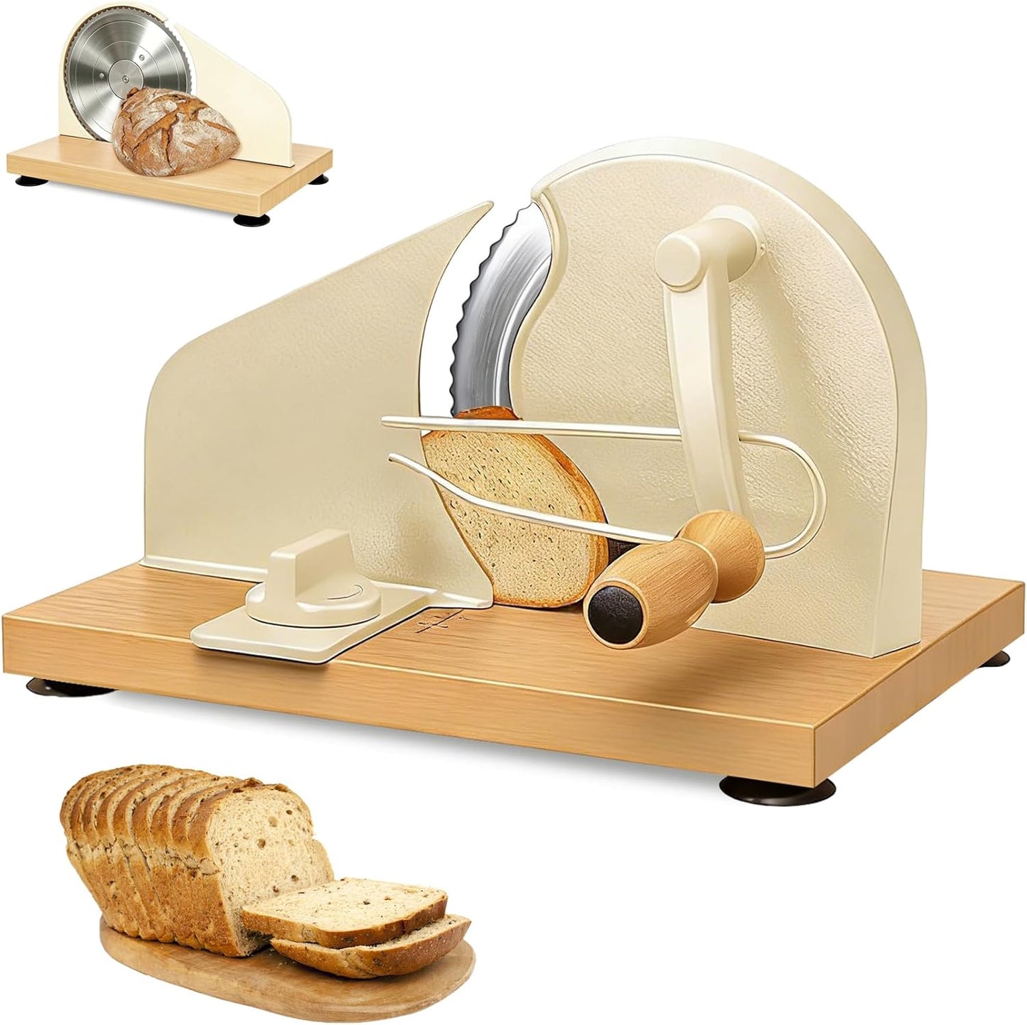 Bread Slicer for Homemade Sourdough Bread,Manual Slicer Making Tools,Adjustable Thickness Knive Cutter with Hand Crank for Sandwich with Scale Line Suction Base,Sharp Stainless Steel Blade (Black)