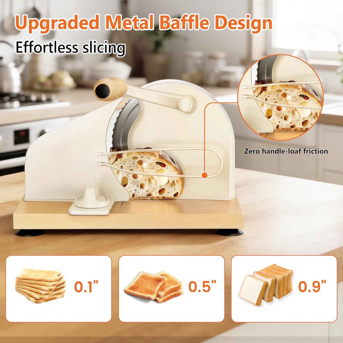 Bread Slicer for Homemade Sourdough Bread,Manual Slicer Making Tools,Adjustable Thickness Knive Cutter with Hand Crank for Sandwich with Scale Line Suction Base,Sharp Stainless Steel Blade (Black)