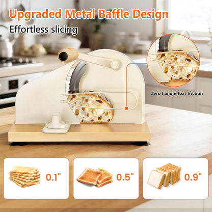 Bread Slicer for Homemade Sourdough Bread,Manual Slicer Making Tools,Adjustable Thickness Knive Cutter with Hand Crank for Sandwich with Scale Line Suction Base,Sharp Stainless Steel Blade (Black)