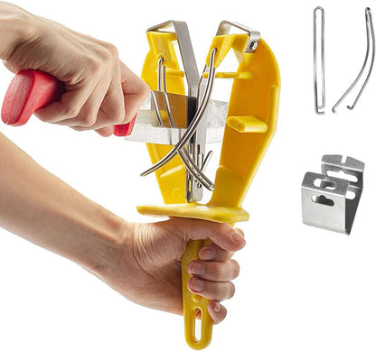 Stainless Steel Knife Sharpener Tool with Bracket, Maintenance Sharpening Tool for Kitchen Abattoirs Knives Helps Repair Sharpens (Yellow)