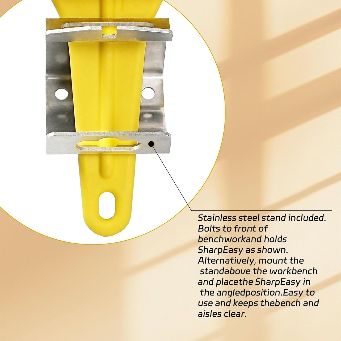 Stainless Steel Knife Sharpener Tool with Bracket, Maintenance Sharpening Tool for Kitchen Abattoirs Knives Helps Repair Sharpens (Yellow)