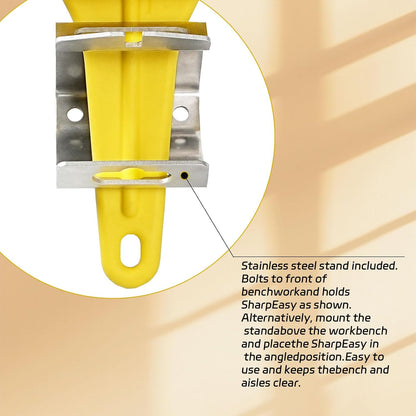 Stainless Steel Knife Sharpener Tool with Bracket, Maintenance Sharpening Tool for Kitchen Abattoirs Knives Helps Repair Sharpens (Yellow)