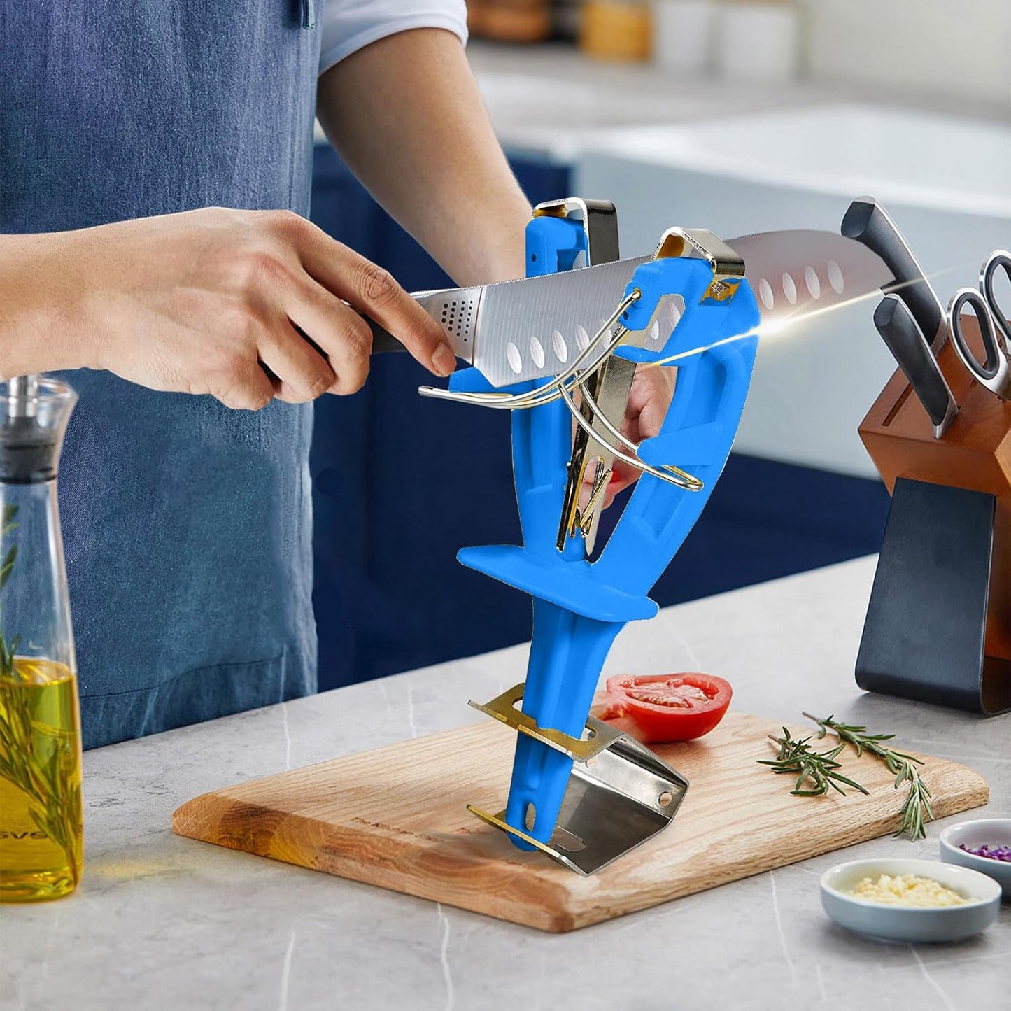 Stainless Steel Knife Sharpener Tool with Bracket, Maintenance Sharpening Tool for Kitchen Abattoirs Knives Helps Repair Sharpens (Yellow)