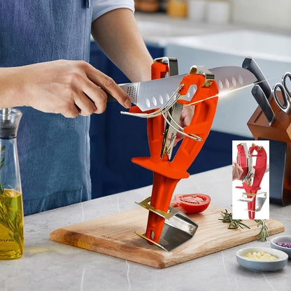 Stainless Steel Knife Sharpener Tool with Bracket, Maintenance Sharpening Tool for Kitchen Abattoirs Knives Helps Repair Sharpens (Yellow)