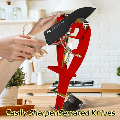 Stainless Steel Knife Sharpener Tool with Bracket, Maintenance Sharpening Tool for Kitchen Abattoirs Knives Helps Repair Sharpens (Yellow)