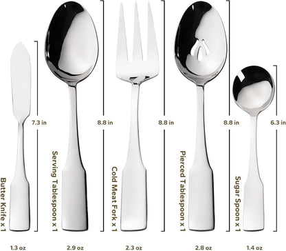 Kate 48-Piece Silverware Set with steak knife Service for 8, Stainless Steel Flatware Set, Mirror Polished Cutlery Set Dishwasher Safe