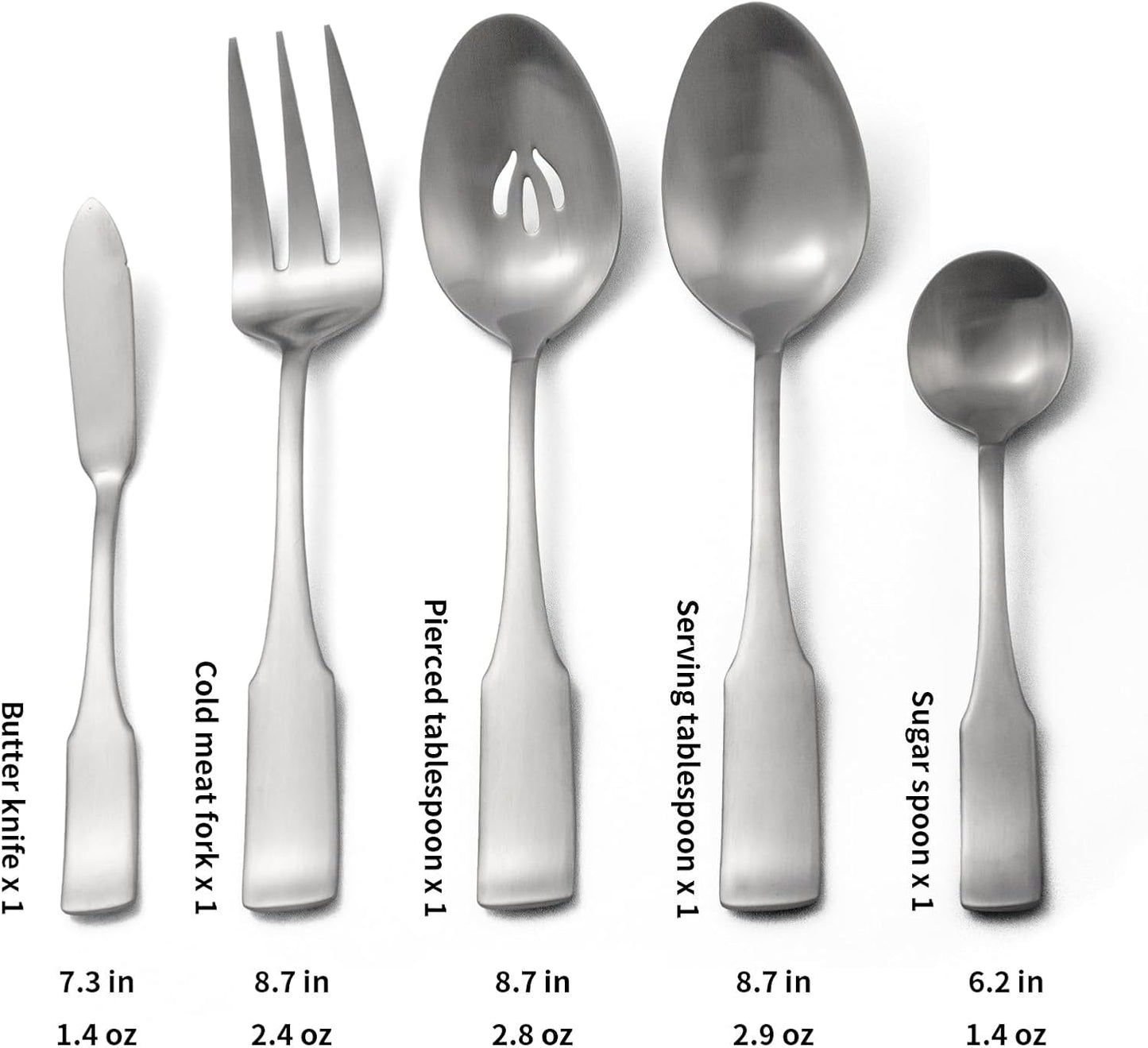 Kate 48-Piece Silverware Set with steak knife Service for 8, Stainless Steel Flatware Set, Mirror Polished Cutlery Set Dishwasher Safe