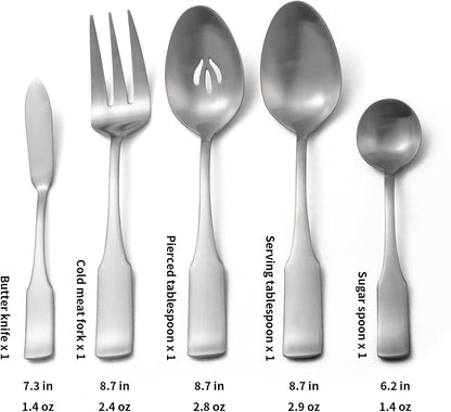 Kate 48-Piece Silverware Set with steak knife Service for 8, Stainless Steel Flatware Set, Mirror Polished Cutlery Set Dishwasher Safe