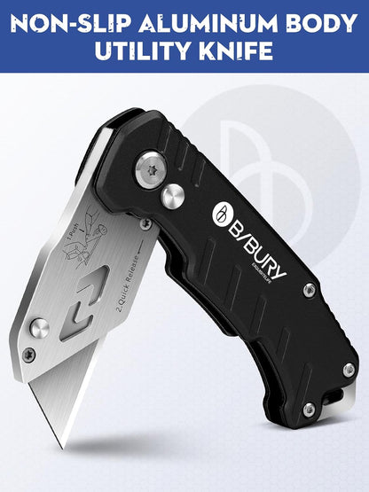 Folding Utility Knife, Quick Change Box Cutter With 10pcs SK5 Blades