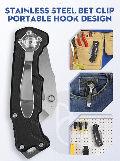 Folding Utility Knife, Quick Change Box Cutter With 10pcs SK5 Blades