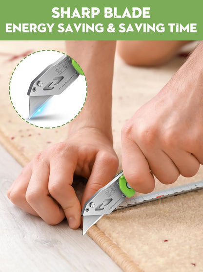 Folding Utility Knife, Quick Change Box Cutter With 10pcs SK5 Blades
