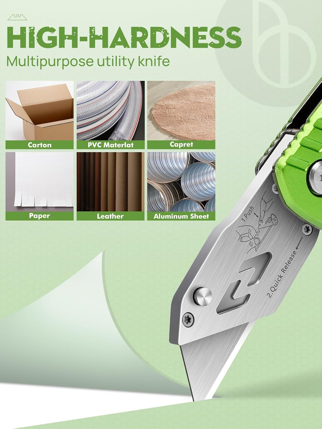 Folding Utility Knife, Quick Change Box Cutter With 10pcs SK5 Blades