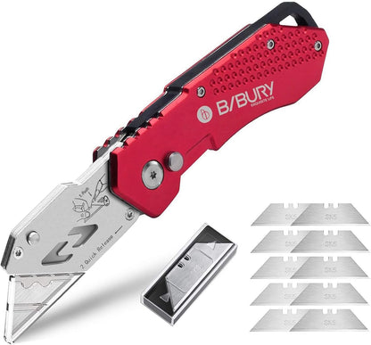 Folding Utility Knife, Quick Change Box Cutter With 10pcs SK5 Blades