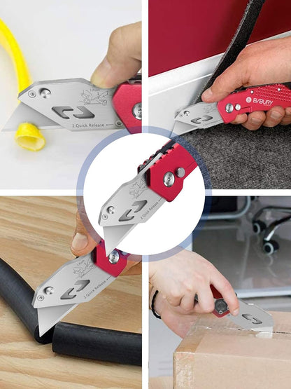 Folding Utility Knife, Quick Change Box Cutter With 10pcs SK5 Blades