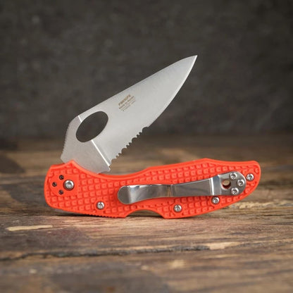 Firebird GANZO F759MS-OR Pocket Folding Knife 440C Stainless Steel Serrated Blade Anti-Slip Handle with Clip Fishing Camping EDC Utility Pocket Knife (Orange)