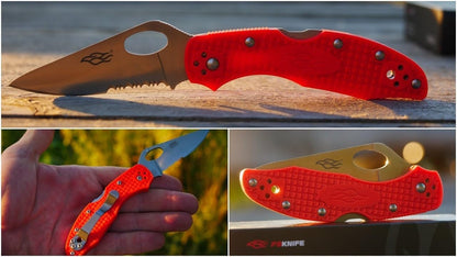 Firebird GANZO F759MS-OR Pocket Folding Knife 440C Stainless Steel Serrated Blade Anti-Slip Handle with Clip Fishing Camping EDC Utility Pocket Knife (Orange)