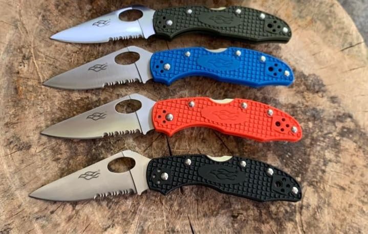 Firebird GANZO F759MS-OR Pocket Folding Knife 440C Stainless Steel Serrated Blade Anti-Slip Handle with Clip Fishing Camping EDC Utility Pocket Knife (Orange)