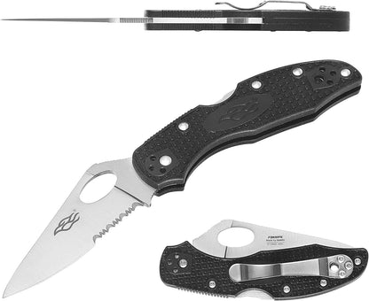 Firebird GANZO F759MS-OR Pocket Folding Knife 440C Stainless Steel Serrated Blade Anti-Slip Handle with Clip Fishing Camping EDC Utility Pocket Knife (Orange)
