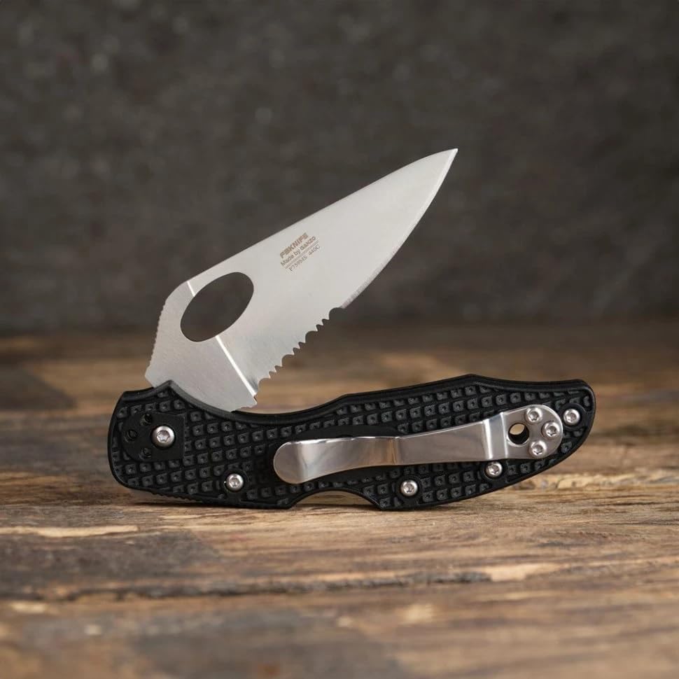 Firebird GANZO F759MS-OR Pocket Folding Knife 440C Stainless Steel Serrated Blade Anti-Slip Handle with Clip Fishing Camping EDC Utility Pocket Knife (Orange)