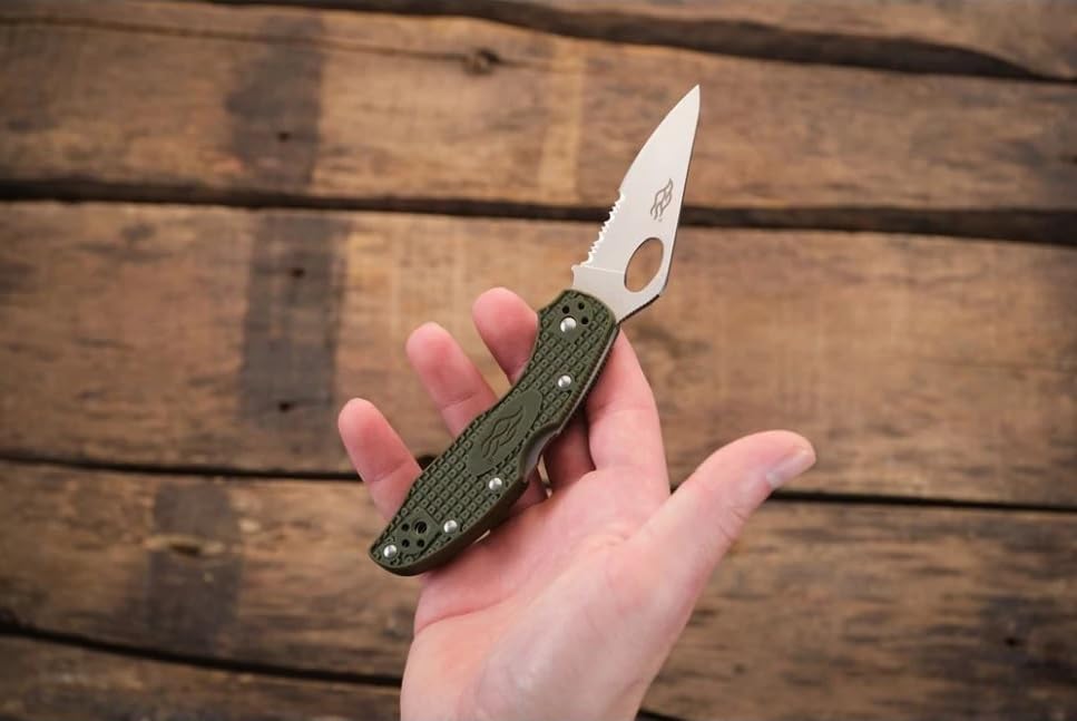 Firebird GANZO F759MS-OR Pocket Folding Knife 440C Stainless Steel Serrated Blade Anti-Slip Handle with Clip Fishing Camping EDC Utility Pocket Knife (Orange)