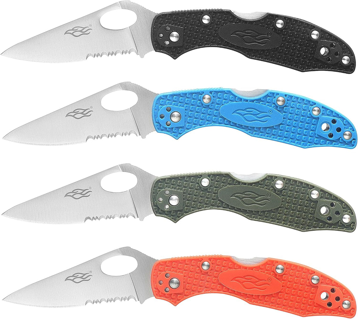 Firebird GANZO F759MS-OR Pocket Folding Knife 440C Stainless Steel Serrated Blade Anti-Slip Handle with Clip Fishing Camping EDC Utility Pocket Knife (Orange)