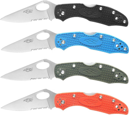 Firebird GANZO F759MS-OR Pocket Folding Knife 440C Stainless Steel Serrated Blade Anti-Slip Handle with Clip Fishing Camping EDC Utility Pocket Knife (Orange)