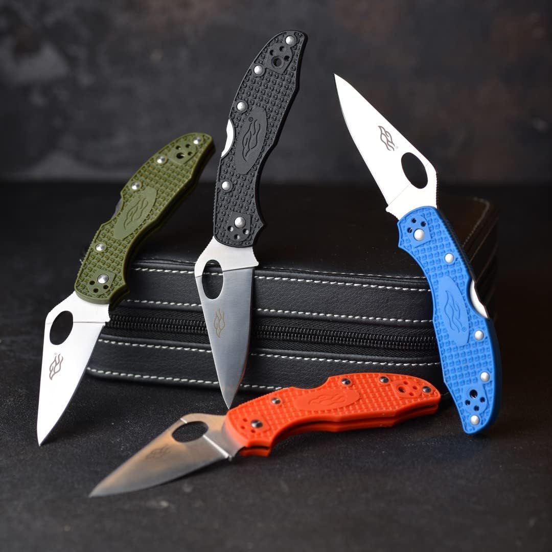 Firebird GANZO F759MS-OR Pocket Folding Knife 440C Stainless Steel Serrated Blade Anti-Slip Handle with Clip Fishing Camping EDC Utility Pocket Knife (Orange)